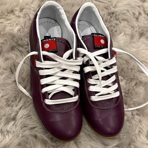 Purple eggplant Leather Sneakers with White Laces 37 size 6.5